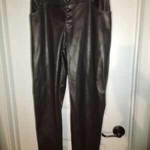 Bar III Black Faux Leather High Waisted Pants